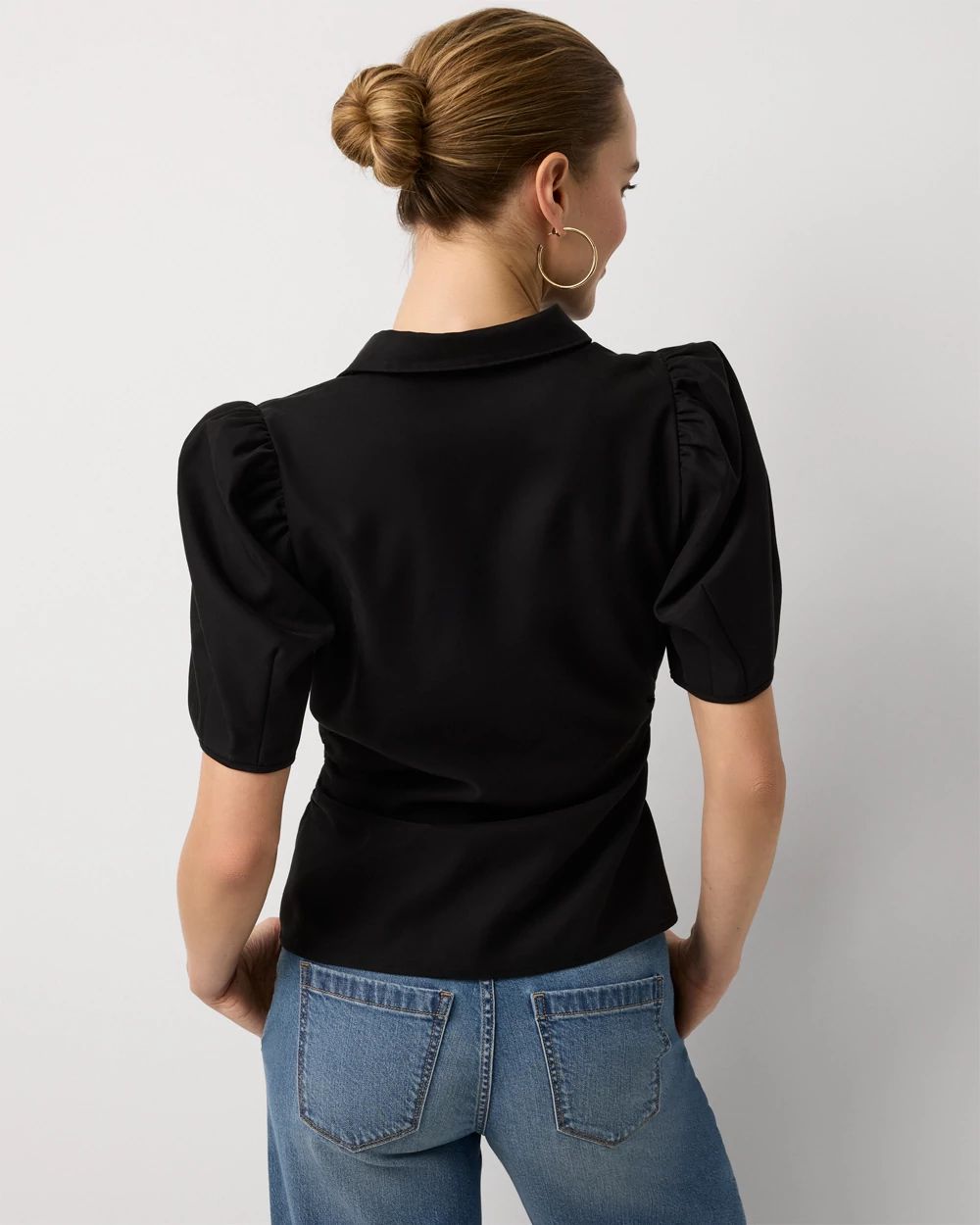 Puff Sleeve Twill Shirt | White House Black Market